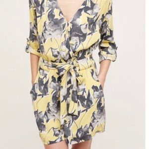 Anthropologie elevenses yellow and black romper